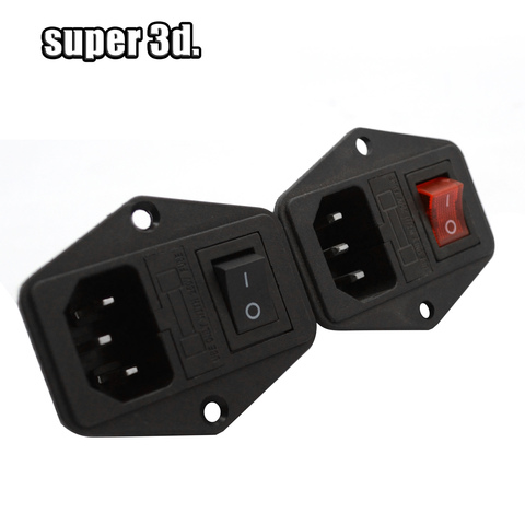 Toma de corriente de 250V CA con interruptor basculante, 10A/15A, 3 en 1, con/sin fusible, piezas de impresora 3D, color rojo y negro ► Foto 1/6