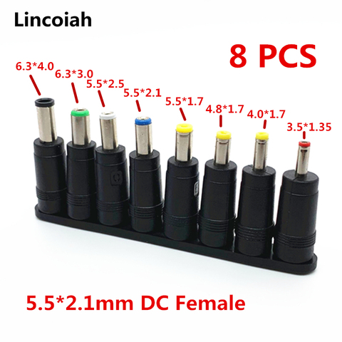 8 piezas portátil Universal fuente de alimentación de CC conector de adaptador de enchufe de CA DC Jack conector de cargador portátil adaptador de corriente enchufe de conversión ► Foto 1/4