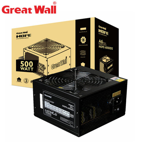 Fuente de alimentación de Great Wall PC 500W 80PLUS, fuente de alimentación de bronce para computadora 12V ATX, fuente de alimentación para PC, ventilador de 12cm, silenciador, enchufe EU PSU ► Foto 1/6