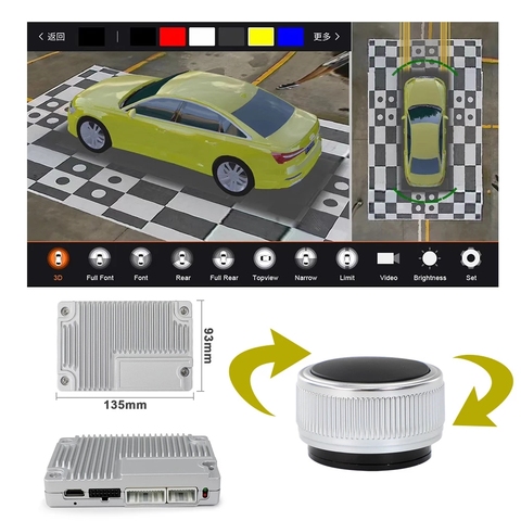 Sistema de cámara panorámica 3D Pro 360, Visión de ojo de pájaro, Lente ojo de pez de 180 grados con monitoreo de estacionamiento de 2- 24 horas, bricolaje, en Color para coche ► Foto 1/6