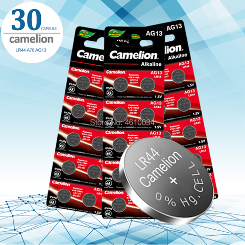 Camelion 30 Uds 1,5 V 357A SR44 100% Original pila de botón lr44 baterías de litio A76 AG13 G13A LR44 LR1154 ► Foto 1/4