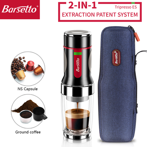 Barsetto-cafetera portátil 2 en 1, máquina de café con cápsula Manual de 15 Bar para cápsulas Nespresso y polvo de café ► Foto 1/6