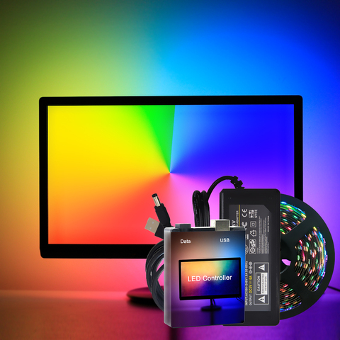 Inteligente síncrono iluminación de fondo de TV de tira de LED 5V PC RGB TV luz de fondo de Monitor tira de luces 10M de cinta ► Foto 1/6