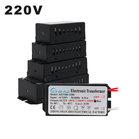 Transformador electrónico de 220V, 60W, 80W, 105W, 120W, 160W, 180W, 200W, 250W, para lámpara halógena de CA de 12V, cuentas de luz G4 ► Foto 1/6