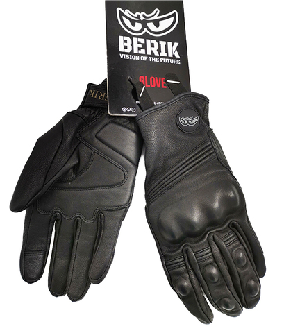 BERIK-guantes Retro para motocicleta para hombre, negros, perforados, transpirables, de piel de oveja, todoterreno, XXL ► Foto 1/6