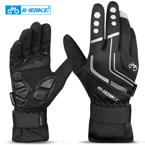 INBIKE-guantes de ciclismo para hombre y mujer, guantes de ciclismo resistentes al viento, térmicos, a prueba de golpes, de dedo completo, para bicicleta de carretera ► Foto 1/6