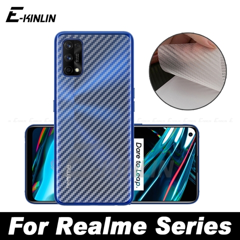 Película protectora de pantalla de la contraportada de fibra de carbono 3D para Realme 7 5G 7i 5i 6i 6S 6 5 5s X2 XT Pro X3 Super Zoom no vidrio templado ► Foto 1/6