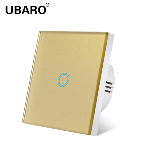 UBARO cristal Interruptor táctil Sensor de pared estándar de oro superficial AC 220 pared Interruptor táctil ► Foto 1/6