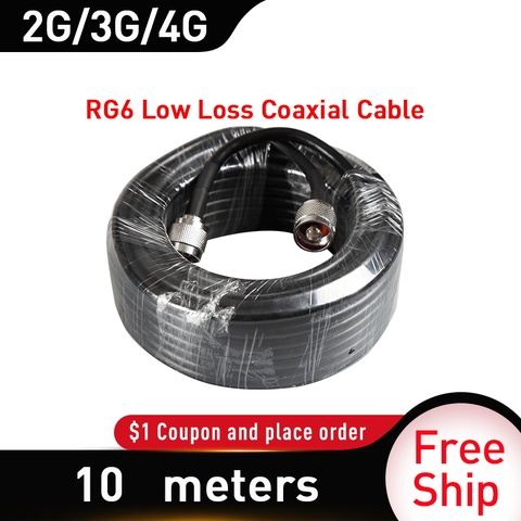 10m de Cable 50ohm 5D Cable Coaxial con 2 uds conector N macho para CDMA GSM DCS Uds LTE WCDMA 3G 4G señal móvil BooSignal de refuerzo ► Foto 1/5