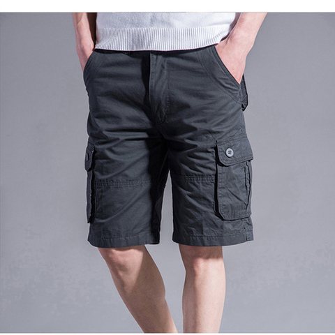 Pantalones cortos Cargo informales de verano para hombre, pantalones cortos con bolsillos para hombre 2022, pantalones cortos para correr para hombre, pantalones respirables de gran altura 42 44 46 de talla grande ► Foto 1/6