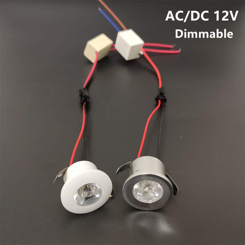 Foco led de 12V CA/CC para decoración de interiores, controlador regulable de 31mm x 20mm, mini luz descendente de aluminio de color blanco y plateado ► Foto 1/6