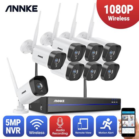 ANNKE-Sistema de videovigilancia NVR, 8 canales, 1080P, FHD, WiFi, 5MP, NVR, 2MP, cámaras IP a prueba de agua con grabación de Audio, Kit CCTV ► Foto 1/6