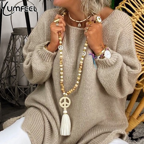 Yumfeel-collar de moda hecho a mano con borlas y piedra de madera, collar para mujer ► Foto 1/6