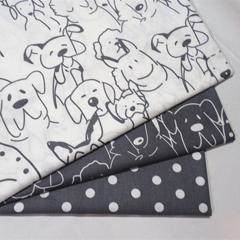 Tela de algodón para patchwork para niños y bebés, suministros de costura para trabajos manuales con estampados de perros y puntos, manualidades ► Foto 1/6