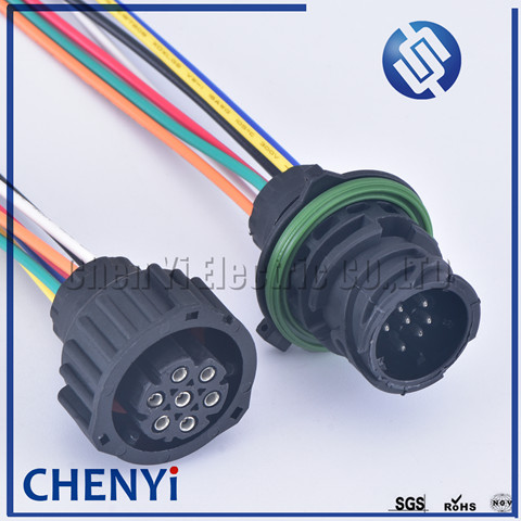 Juego de carcasas circulares DIN de 7 pines Tyco Amp, 1,5mm, BU-STE KPL, conector macho o hembra 968421-1 967650-1 1718230-1 con cable de 15cm, 1 Juego ► Foto 1/5