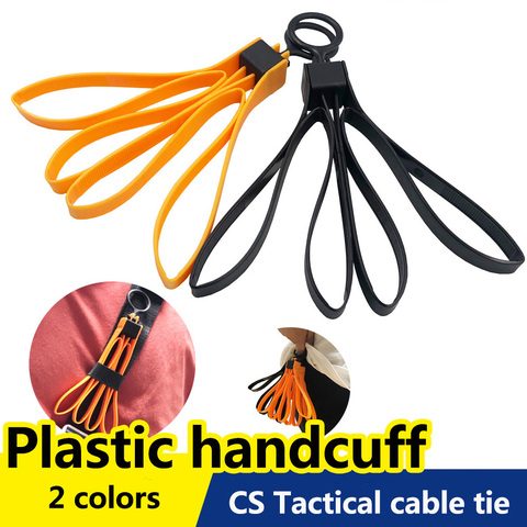 1 unids/lote de bridas de nailon CS para exteriores esposas de plástico para la policía, puños dobles flexibles, esposas desechables con cremallera, color naranja, amarillo y negro ► Foto 1/6