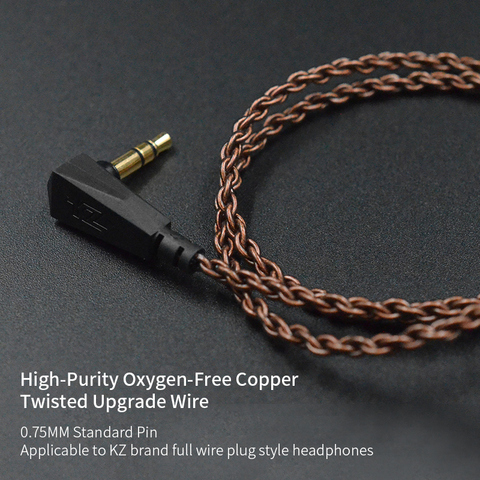 KZ Eerphone-Cable Original de cobre de alta pureza, sin oxígeno, actualización de giro, pin chapado en oro de 0,75mm, KZ-ZS6 ZST ZSR ZS10 ZSX ► Foto 1/6