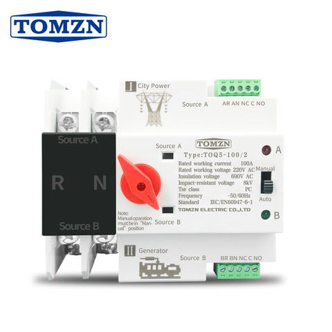 2P 63A 230V tipo MCB interruptor de transferencia automática de doble potencia ATS ► Foto 1/6