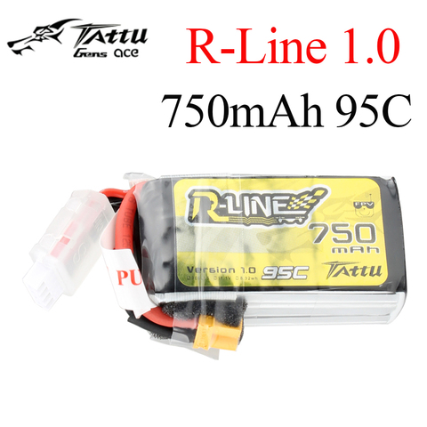 Tattu-batería LiPo r-line 1,0, 750mah, 11,1 V, 14,8 V, 95C, 3S, 4S1P, con enchufe XT30, para Dron de carreras con visión en primera persona, Quadcopter ► Foto 1/6