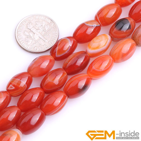 ¡Oliva forma Sardonyx ágatas Rojas naturales cuentas de piedra para manualidades para fabricación de joyas cuentas Strand 15 pulgadas venta al por mayor! ► Foto 1/3