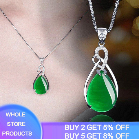 Natural Calcedonia Verde 925 colgante de collar de plata de ágata Jade peridoto Bizuteria para las mujeres, colgante de piedras preciosas colgante de joyería ► Foto 1/6