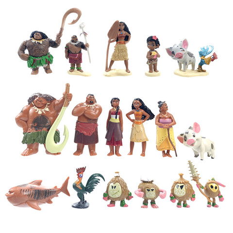 12 unids/set Disney Película Popular Moana figura de acción muñecas Set semidiós Maui Moana Waialiki modelo de juguete niños regalo de cumpleaños ► Foto 1/6