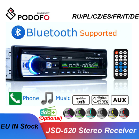 RECEPTOR ESTÉREO DE Radio para coche, grabadora de Cassette, USB, FM, entrada Aux, reproductor Multimedia MP3, Bluetooth, 12V, en tablero, 1DIN, Dab ► Foto 1/6