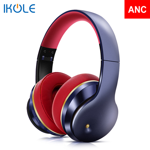 IKOLE ANC-auriculares plegables, inalámbricos por Bluetooth, auriculares estéreo HIFI Supergraves con cancelación activa de ruido y micrófono ► Foto 1/6