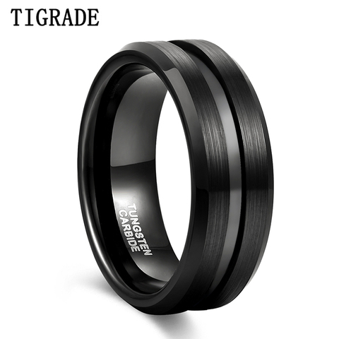 Tigrade hombre negro joyería de moda anillo de tungsteno joyería de moda al por mayor de grabado de los anillos de los hombres clásico anillos de boda ► Foto 1/5