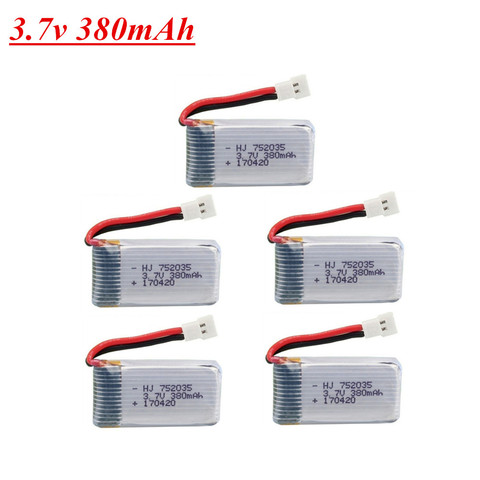 Batería Lipo para Hubsan X4 H107 H107L H107D JD385 JD388 RC helicóptero Drone batería 752035 3,7 v 380mAh Batería 1 Uds. A 5 uds. ► Foto 1/3