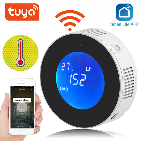 Sensor inteligente de alarma de Gas Natural con Wifi Tuya, con función de temperatura, Detector de fugas de Gas Combustible, pantalla LCD, App Smart Life ► Foto 1/6