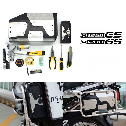 Para BMW R1200GS aventura R 1200 GS LC R1250GS 2013-2022 decorativa caja de aluminio Caja de Herramientas 4,2 litros, caja de herramientas a la izquierda soporte lateral ► Foto 1/6