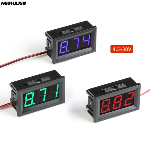 Medidor de voltaje de Panel de visualización LED, voltímetro Digital de 2 cables, 0,56 pulgadas, 0,56/4,5/5 ~ 30V, rojo, azul y verde, 4,7 ► Foto 1/6