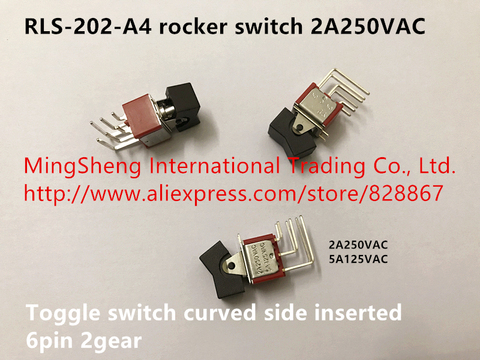 Interruptor basculante de 100%, RLS-202-A3-00, lateral curvo insertado, 6 pines, 2 archivos, 3 archivos, encendido y apagado, RLS-202-A4, nuevo y Original ► Foto 1/5