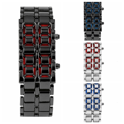 Reloj de pulsera Digital de Metal para Hombre, Reloj de pulsera de Metal, de Lava, LED rojo, azul, Samurai, deportivo, masculino ► Foto 1/6