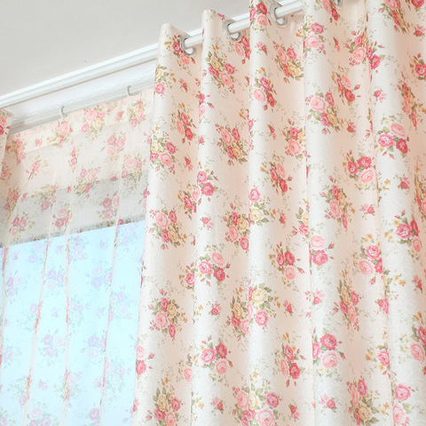 Cortinas opacas estampadas de estilo coreano para dormitorio, sala de estar, idílico, pequeños manteles florales, cortinas francesas para ventanas ► Foto 1/3