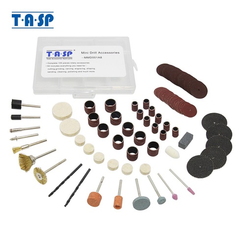 TASP 105 piezas accesorios de herramientas rotativas Mini juego de accesorios de taladro juego de brochas abrasivas para pulir la lija ► Foto 1/6