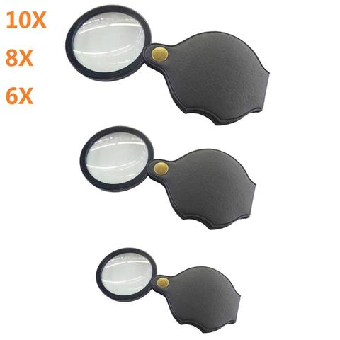 Lupa plegable de bolsillo 6X/8X/10X, para joyería, lupa de cristal HD para ojos, portátil ► Foto 1/6