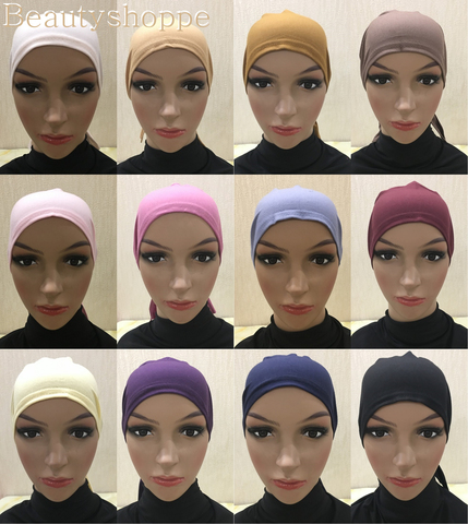 Hijab musulmán de algodón, prenda Islámica para la cabeza, cubierta completa, gorro de hueso, bufandas musulmanas turcas ► Foto 1/6