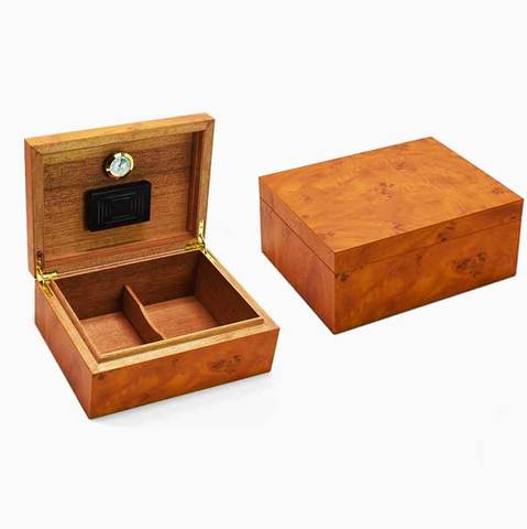 Caja de puros Humidor de madera de cedro puro hidratante caja con higrómetro humidificador de puros habanos humidor de puros ► Foto 1/6