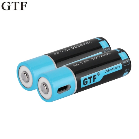 GTF-batería de iones de litio AA para juguetes, 1,5 V, real, 1500mAh, 2250mwh, polímero de litio, recargable por USB, controles remotos ► Foto 1/6