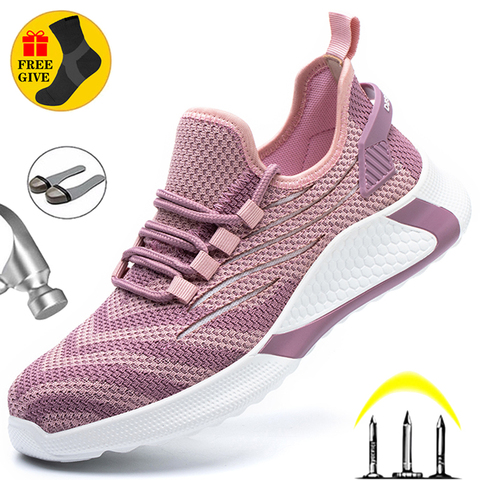 Zapatos de seguridad con punta de acero Unisex, zapatillas de trabajo ligeras e indestructibles ► Foto 1/6