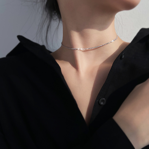 FFLACELL-Collar sencillo de cuello estrellado corto para mujer, gargantilla de dos formas de llevar, cadena para clavícula, joyería de fiesta ► Foto 1/6