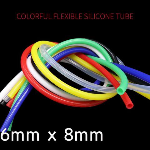 6x8 tubo de silicona de 6mm OD 8mm de espesor de pared 1mm manguera Flexible de goma de Gel de sílice de grado de alimentos de tubo de silicona tubo de goma ► Foto 1/5