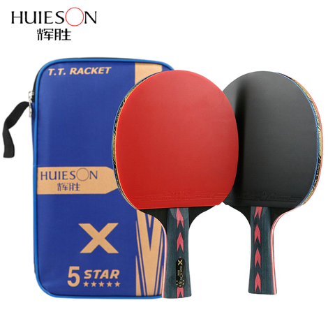 Huieson 3/5/6 estrella de tenis de mesa juego de raquetas de Ping Pong raqueta de mango largo mango corto doble cara granos-en los condones con bolsa ► Foto 1/6