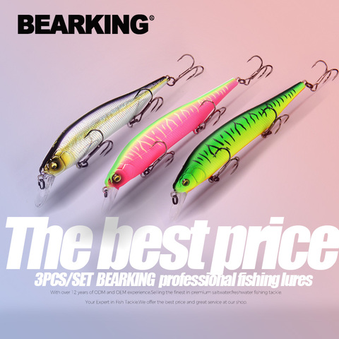 BEARKING-SEÑUELOS DE PESCA DE 115mm, 15g, colores surtidos, manivela minnow, sistema de tungsteno, modelo wobbler, cebo de manivela, 3 uds. Por juego ► Foto 1/6