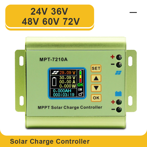 Controlador de carga de Panel Solar, MPT-7210A, MPPT, LCD, 10A, aleación de aluminio para batería LiPo, salida de 600W, 24V, 36V, 48V, 60V, 72V, batería pac ► Foto 1/6