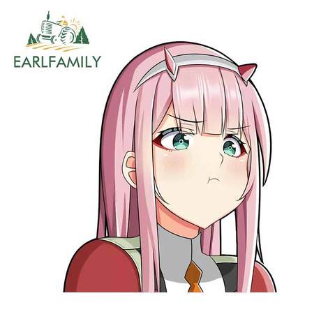 EARLFAMILY-pegatina de parachoques para coche Zero Two Darling In The FranXX, pegatina de protección solar para coche, decoración de rayones de oclusión de Anime, 13cm ► Foto 1/4