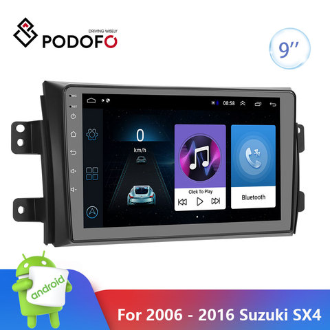 Podofo-Radio con GPS para coche, Radio con reproductor Multimedia, pantalla táctil HD, Android 9 pulgadas, 2Din, Bluetooth, WIFI, para Suzuki SX4, 2006-2012 ► Foto 1/6