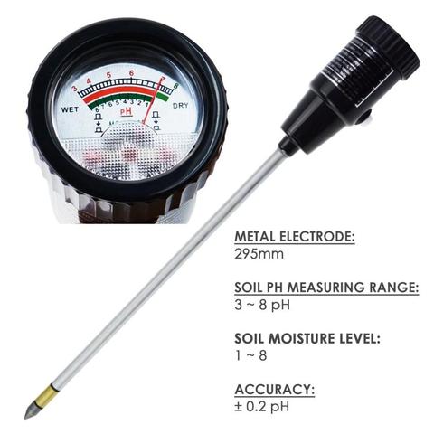 ZD-06 medidor y probador de humedad y pH del suelo, sonda de electrodo de 295mm de largo, Kit de herramientas impermeables para interior y exterior ► Foto 1/6